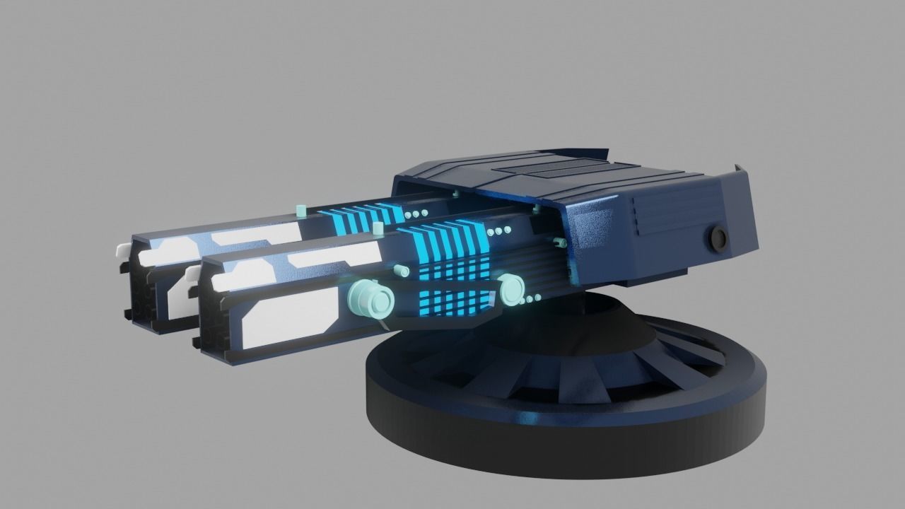 Sci Fi Futuristic Cannon Low-poly 3D model_3