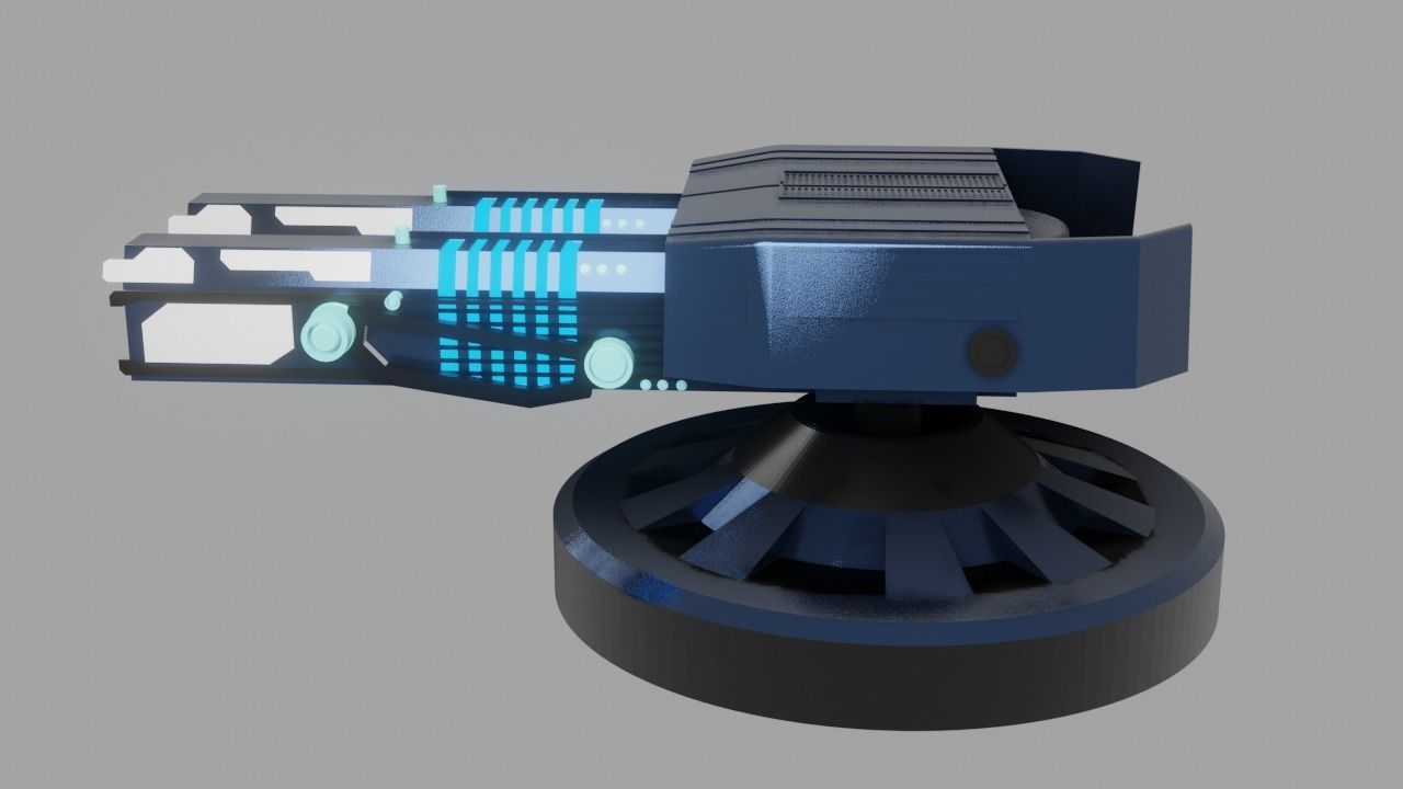Sci Fi Futuristic Cannon Low-poly 3D model_4