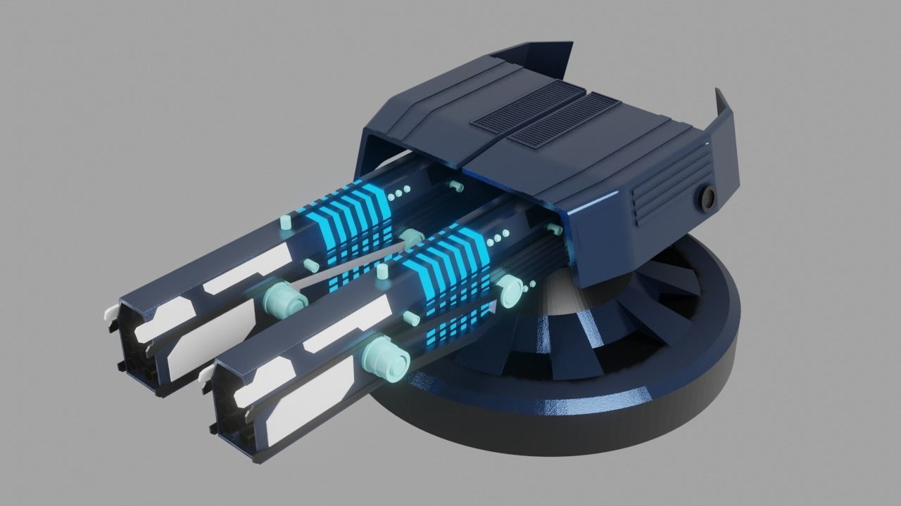 Sci Fi Futuristic Cannon Low-poly 3D model_22