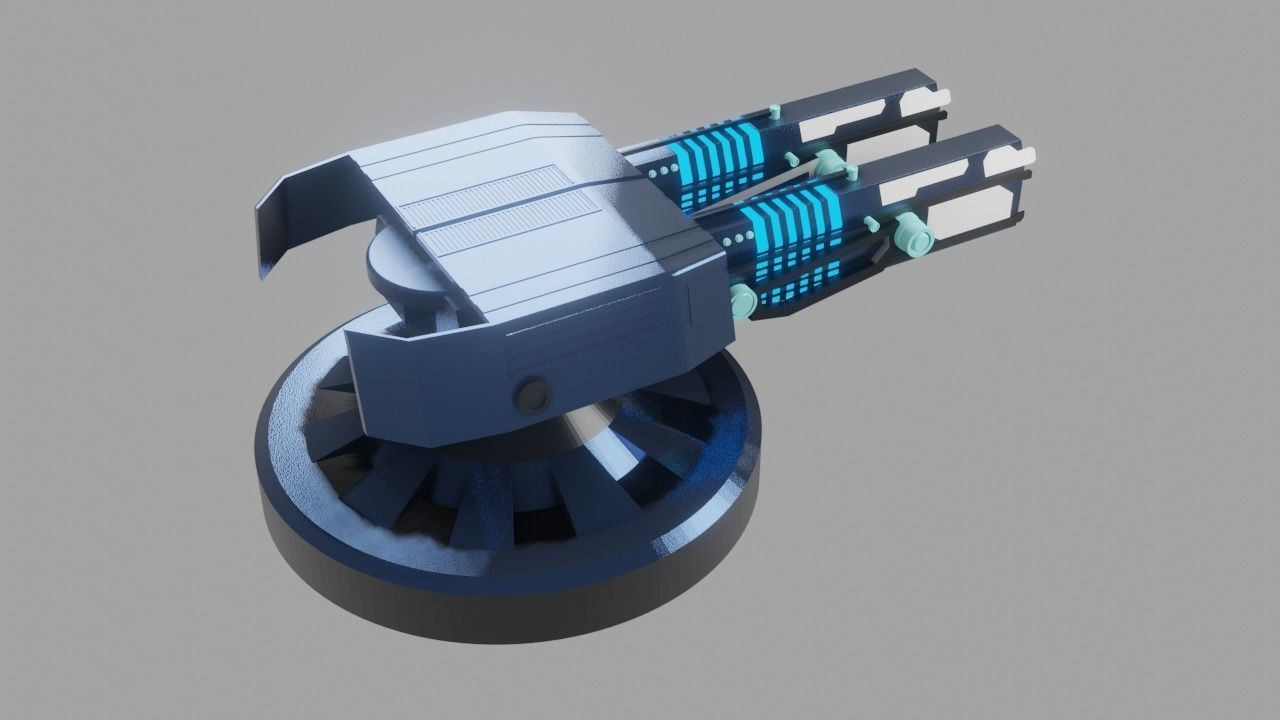 Sci Fi Futuristic Cannon Low-poly 3D model_10