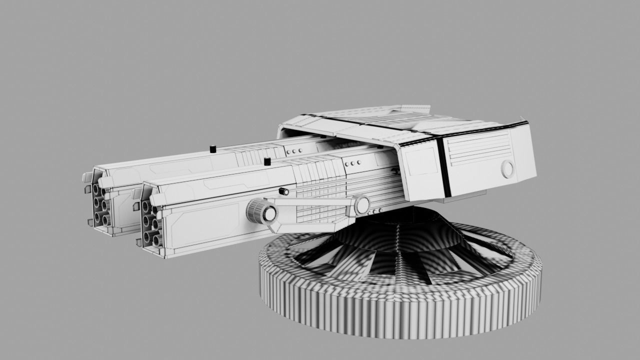 Sci Fi Futuristic Cannon Low-poly 3D model_27