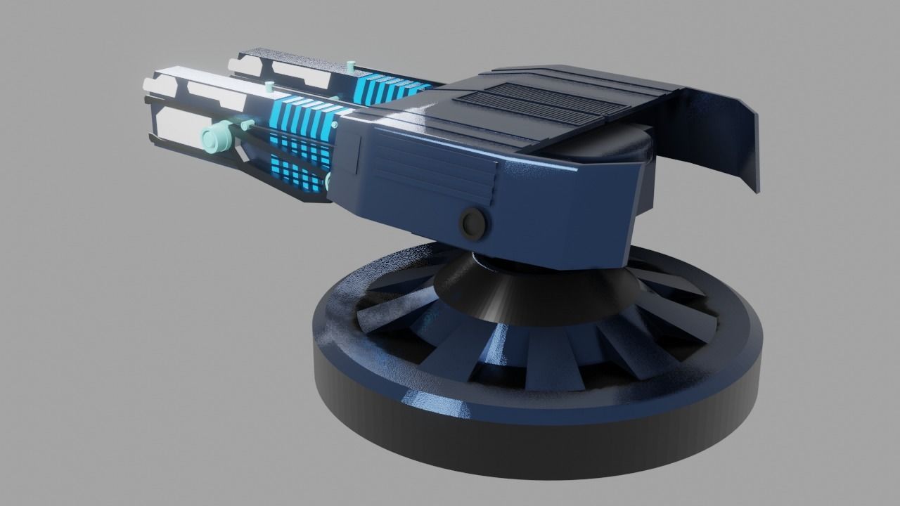 Sci Fi Futuristic Cannon Low-poly 3D model_6