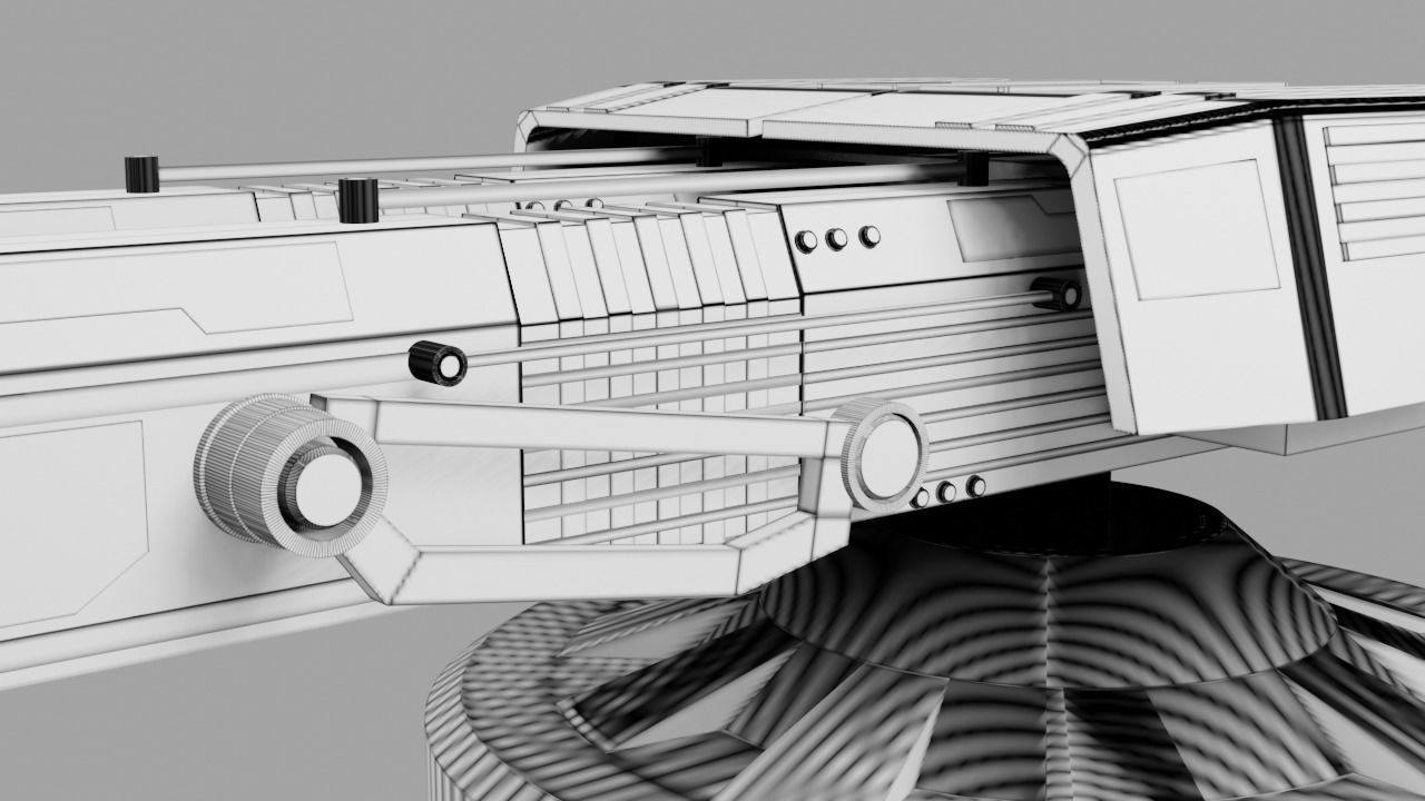 Sci Fi Futuristic Cannon Low-poly 3D model_21