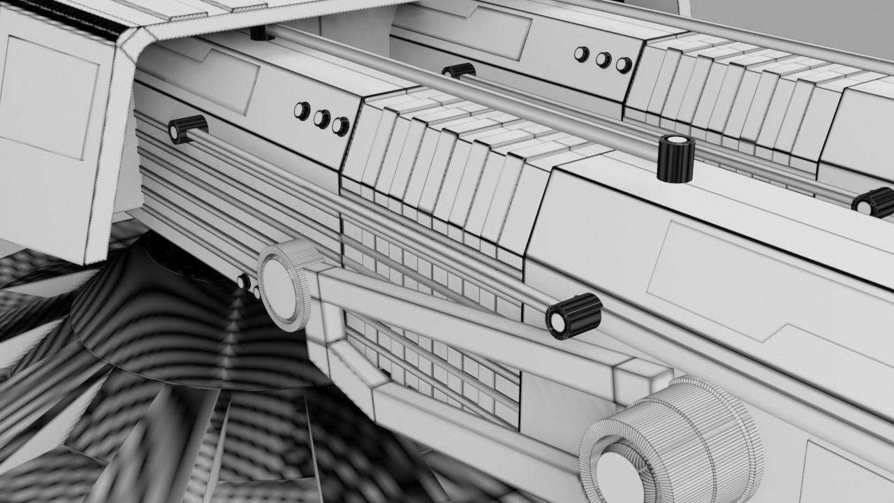 Sci Fi Futuristic Cannon Low-poly 3D model_15