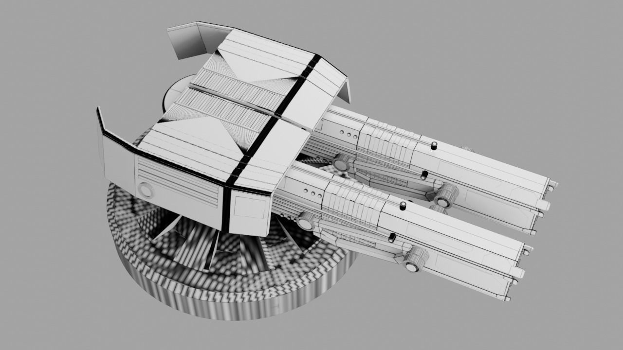 Sci Fi Futuristic Cannon Low-poly 3D model_30