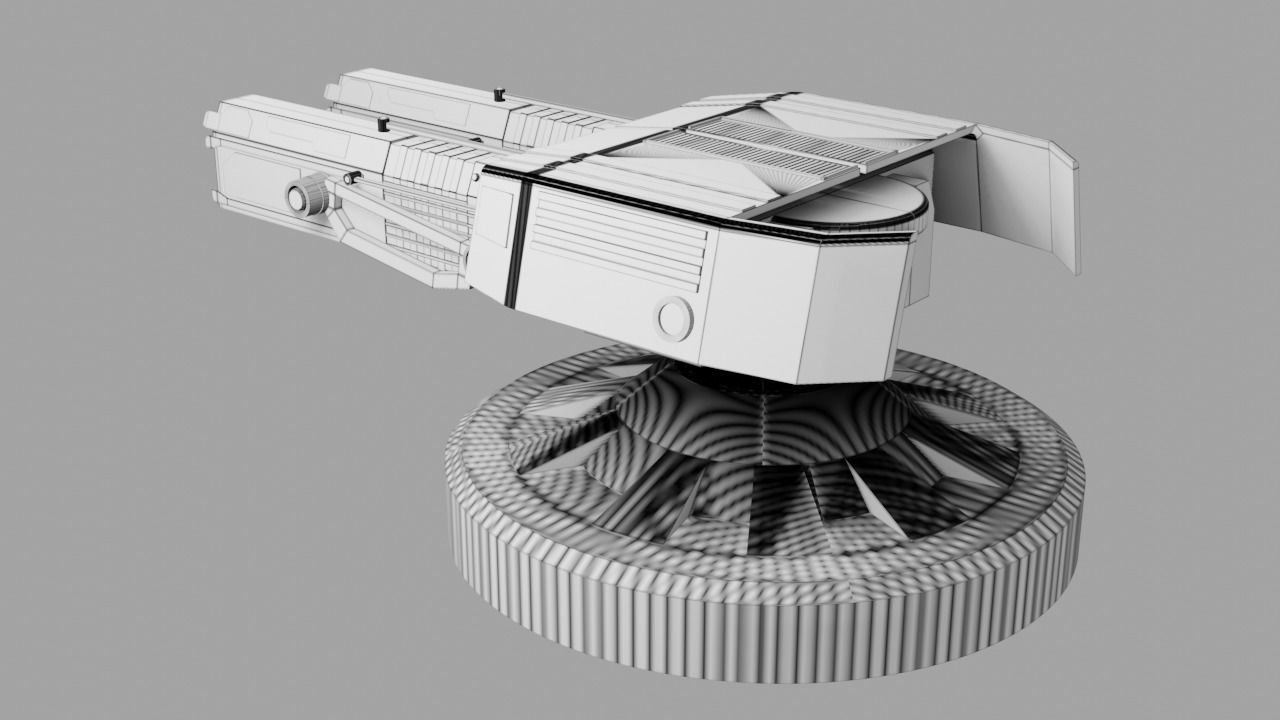 Sci Fi Futuristic Cannon Low-poly 3D model_7