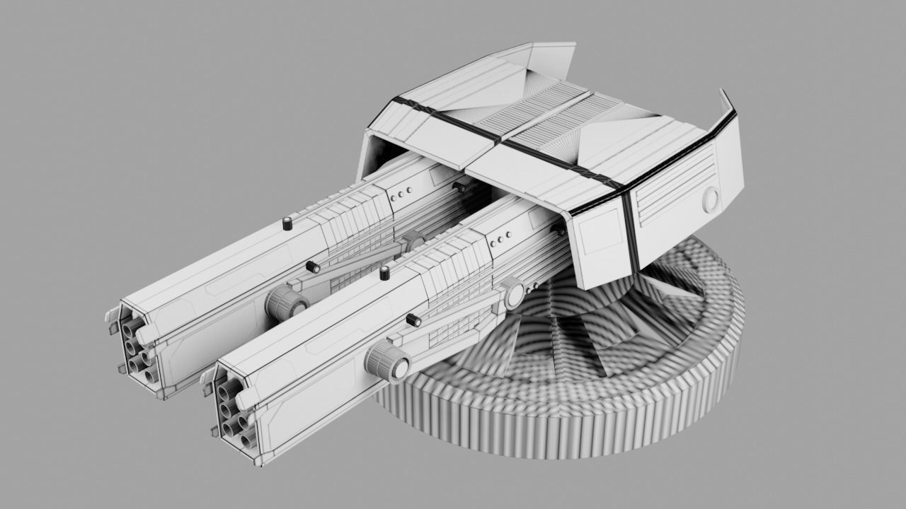 Sci Fi Futuristic Cannon Low-poly 3D model_23