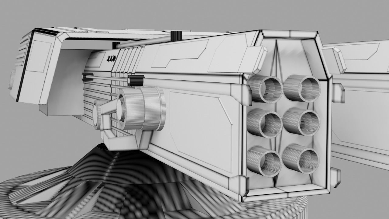 Sci Fi Futuristic Cannon Low-poly 3D model_19