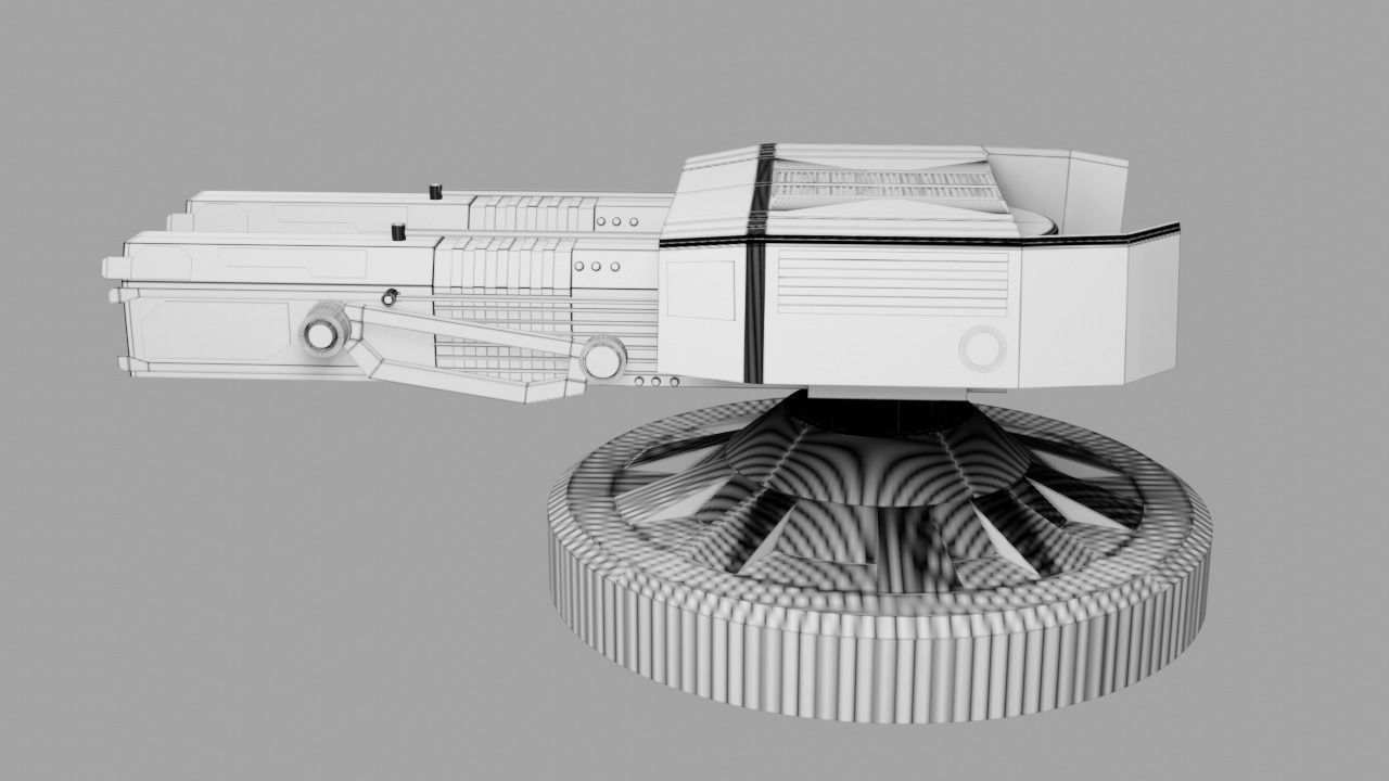 Sci Fi Futuristic Cannon Low-poly 3D model_5