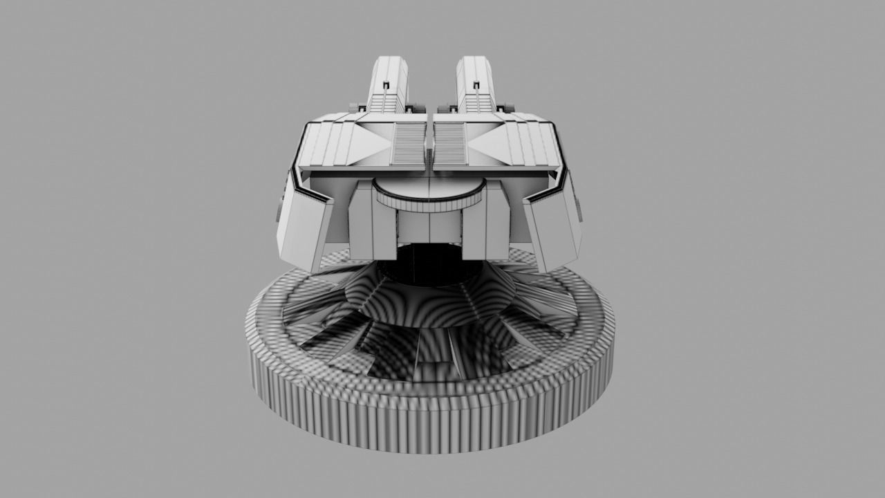 Sci Fi Futuristic Cannon Low-poly 3D model_9