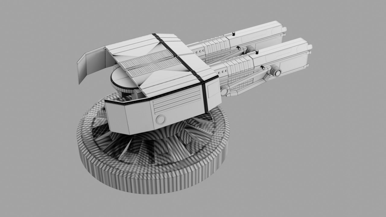 Sci Fi Futuristic Cannon Low-poly 3D model_11