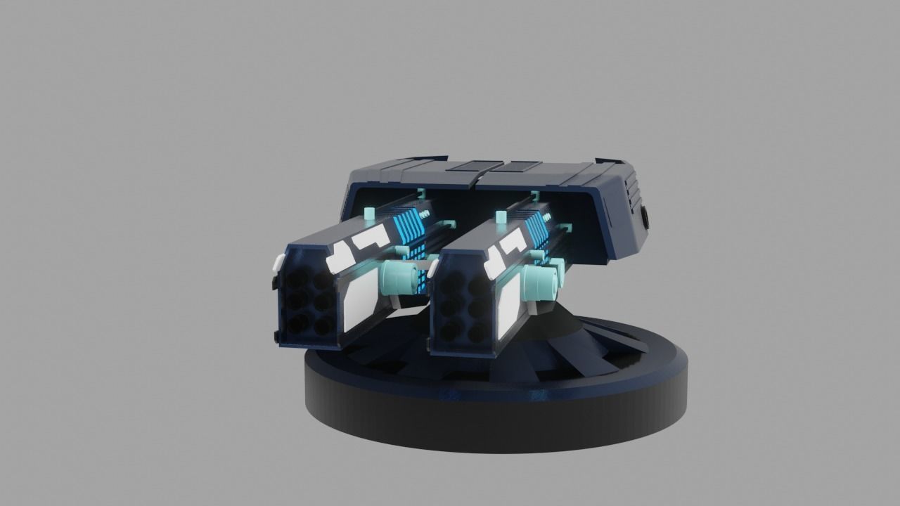 Sci Fi Futuristic Cannon Low-poly 3D model_2