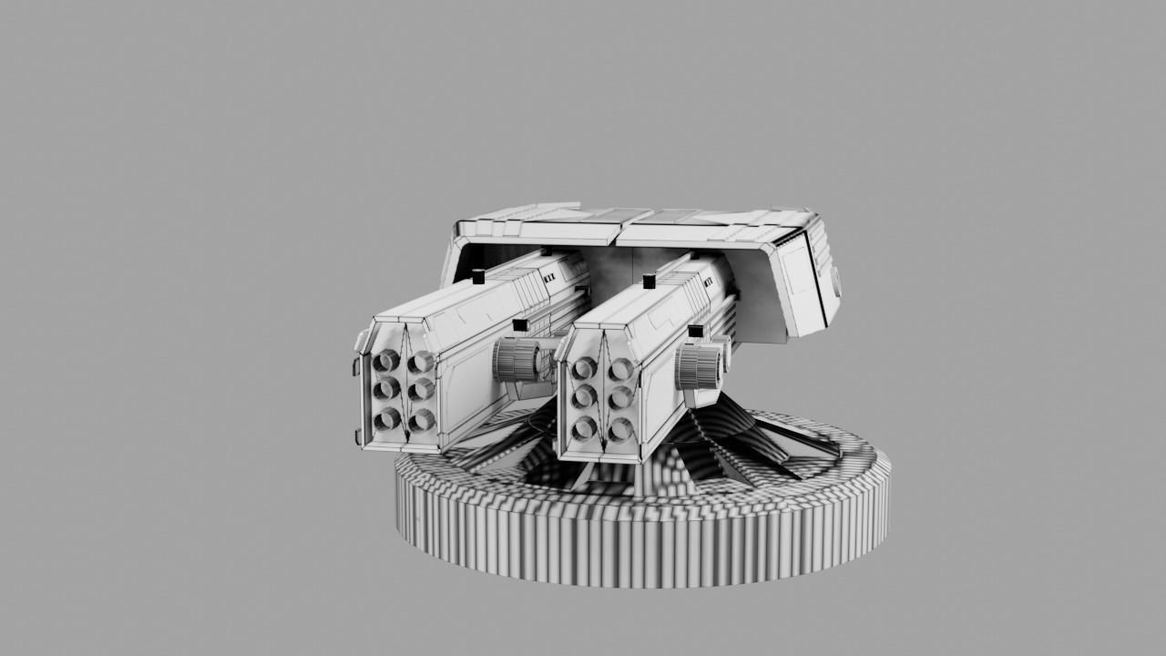 Sci Fi Futuristic Cannon Low-poly 3D model_28