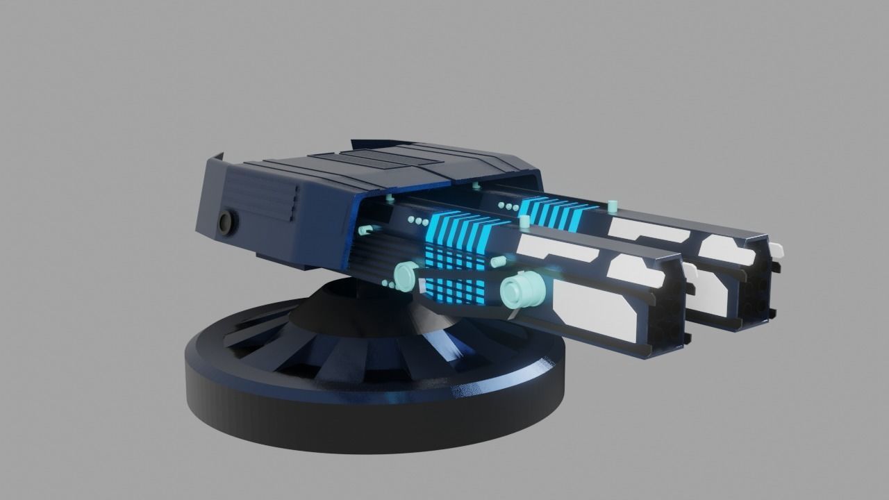Sci Fi Futuristic Cannon Low-poly 3D model_1