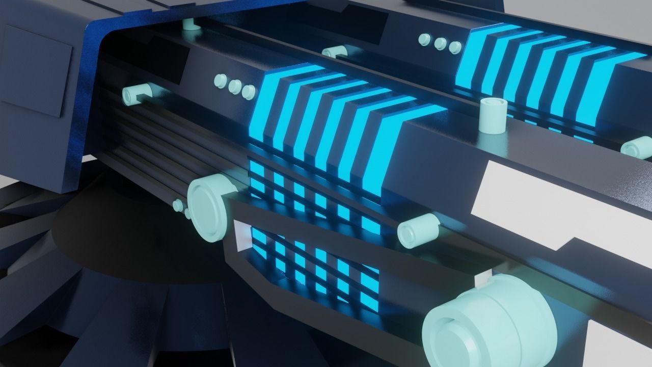 Sci Fi Futuristic Cannon Low-poly 3D model_14