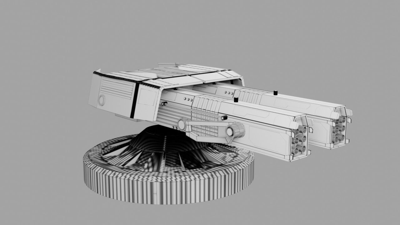 Sci Fi Futuristic Cannon Low-poly 3D model_24