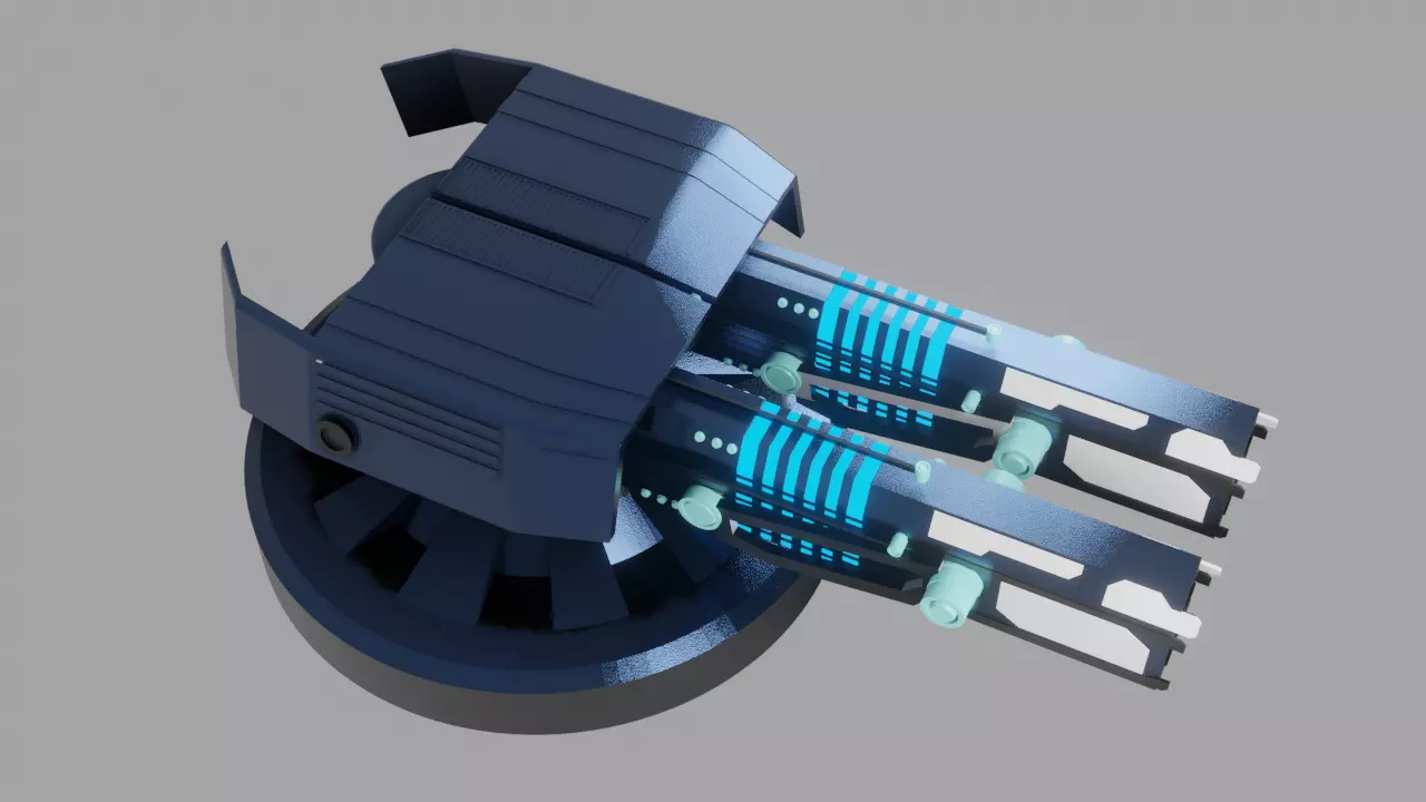 Sci Fi Futuristic Cannon Low-poly 3D model_0