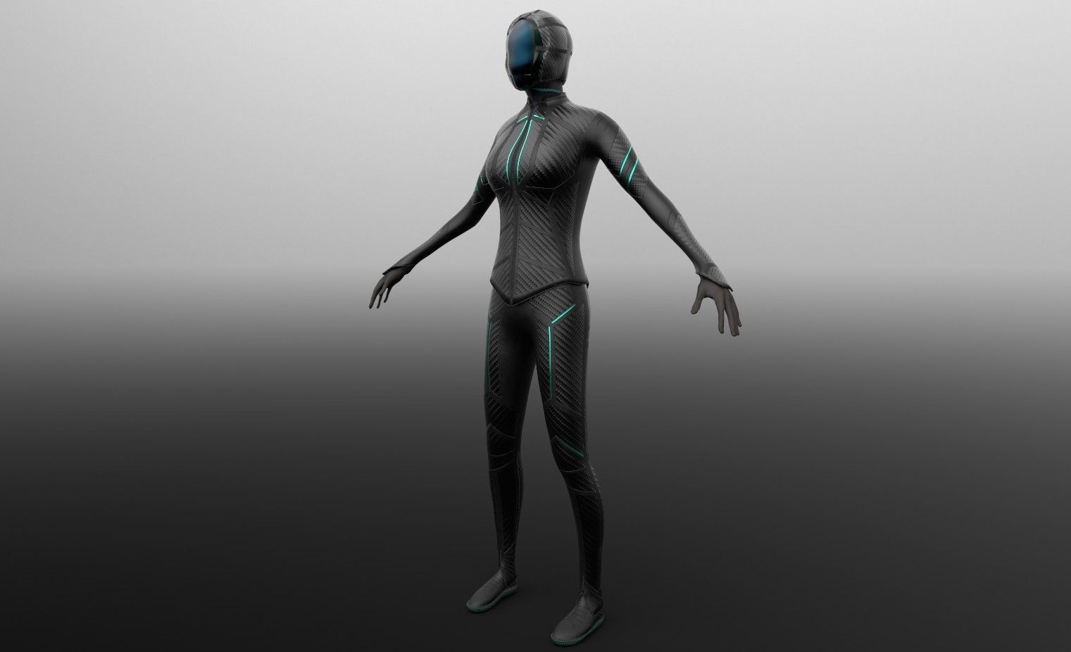Female sci-fi suit low-poly character Low-poly 3D model_1