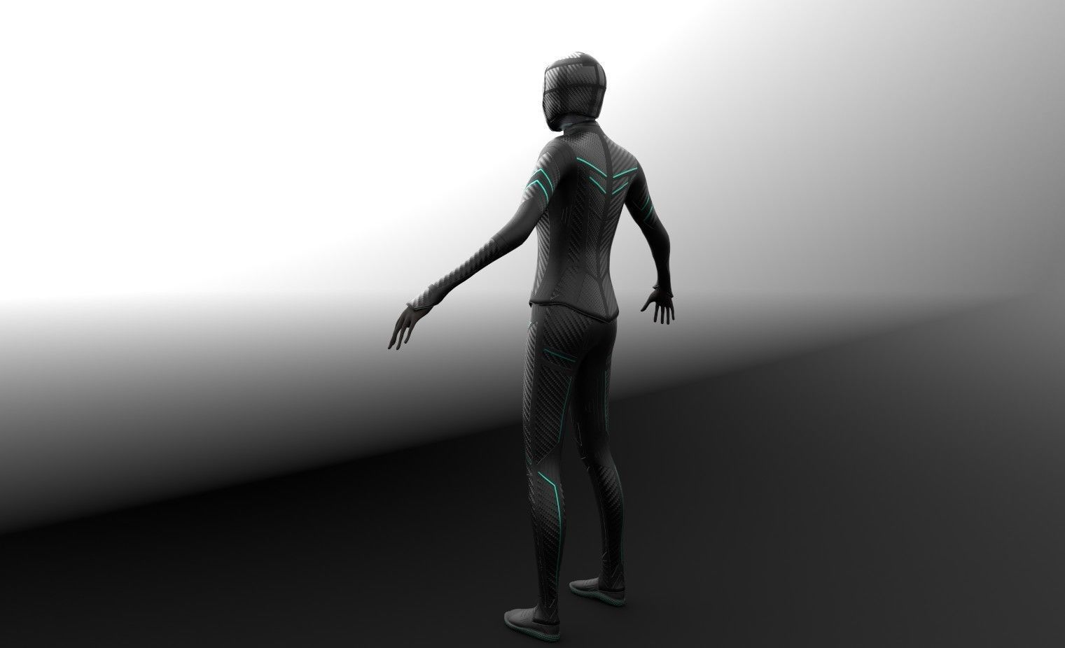 Female sci-fi suit low-poly character Low-poly 3D model_4