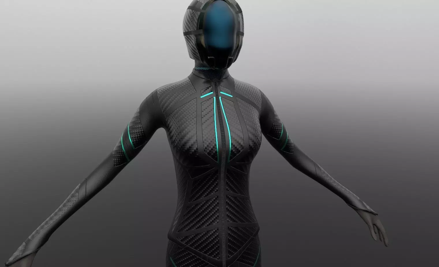 Female sci-fi suit low-poly character Low-poly 3D model_0