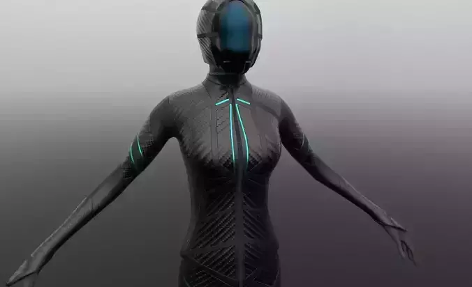 Female sci-fi suit low-poly character Low-poly 3D model