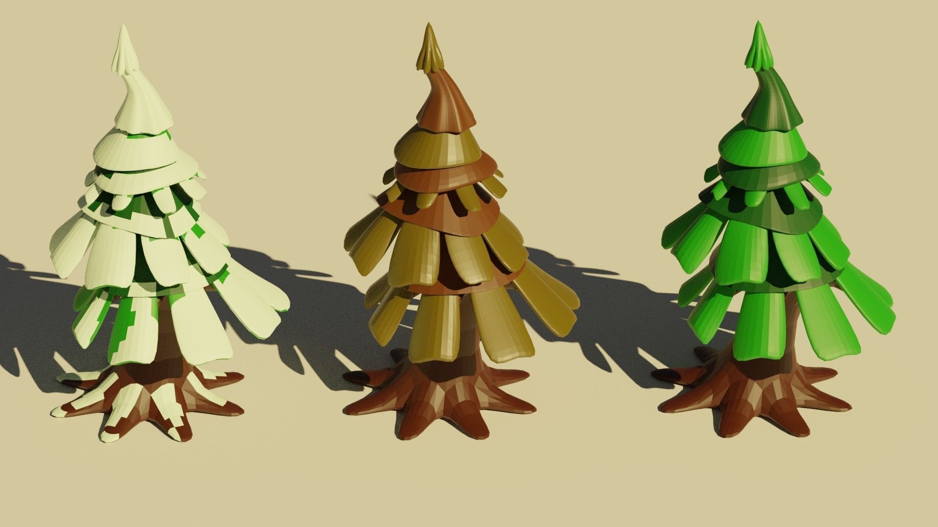 3D model pine winter summer spring autumn VR / AR / low-poly | CGTrader