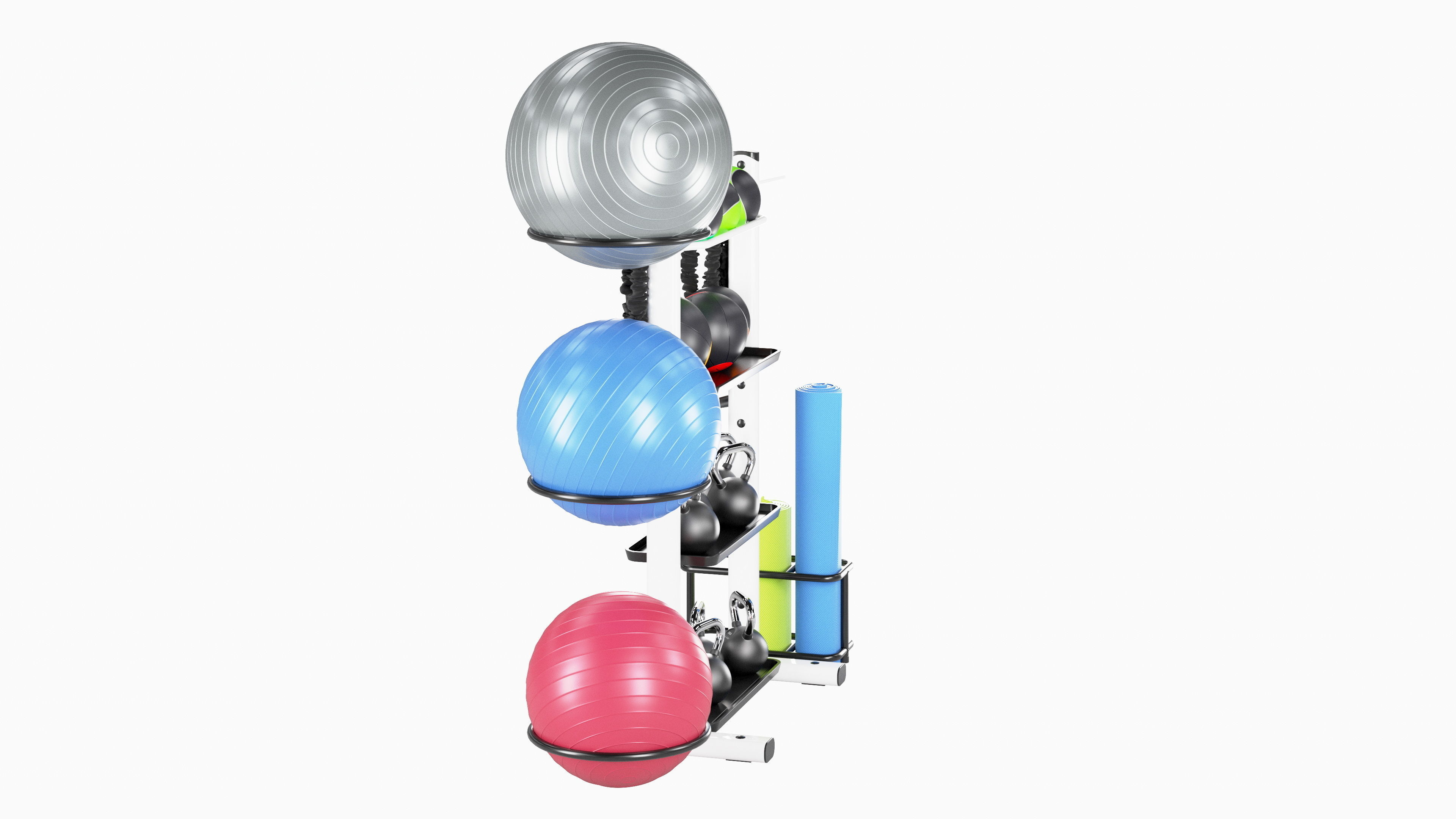 Fitness accessories rack 3D model_9