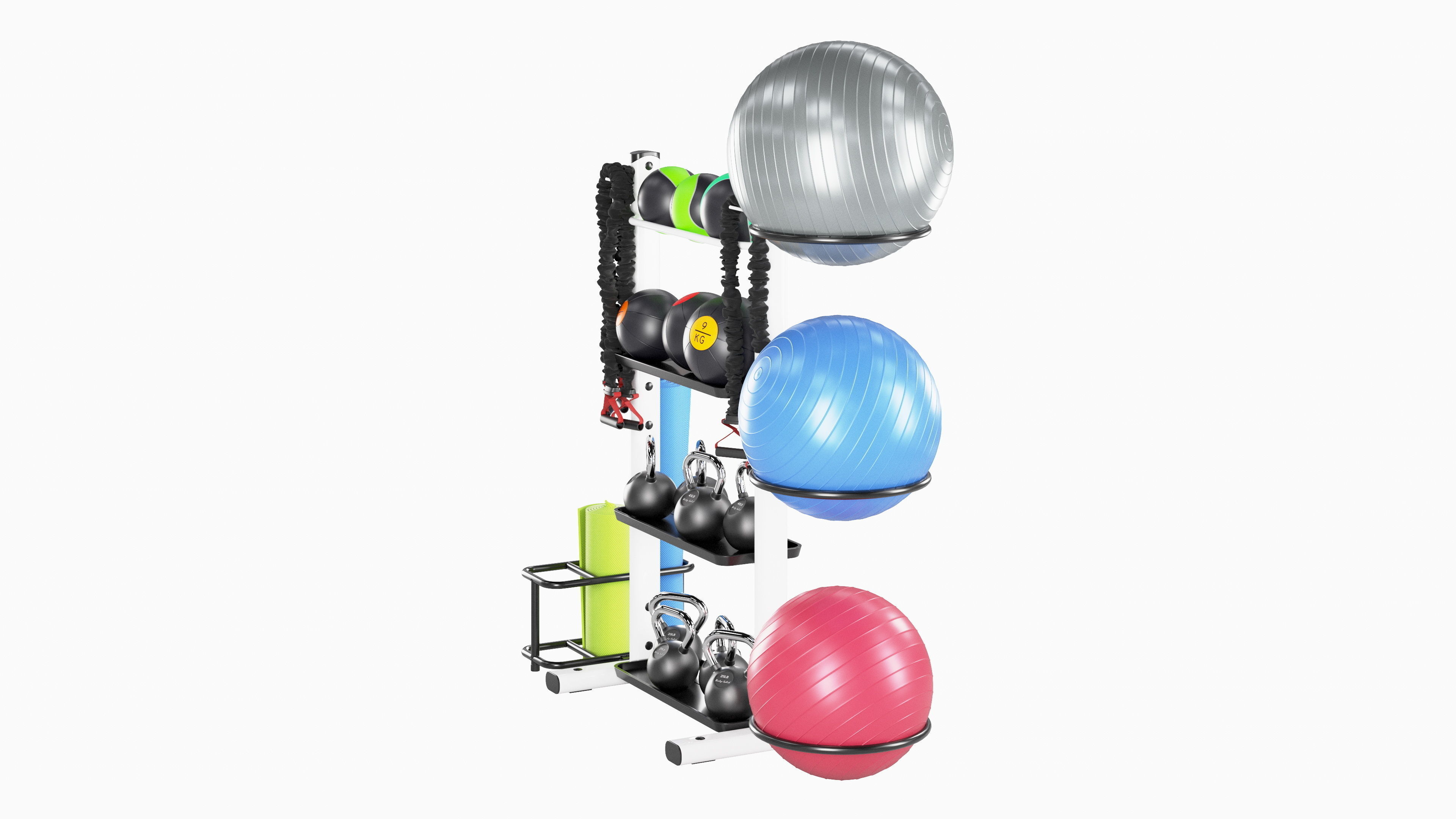 Fitness accessories rack 3D model_8