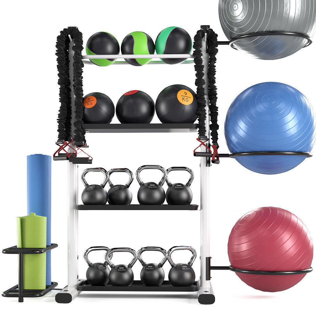 Fitness accessories rack 3D model_4
