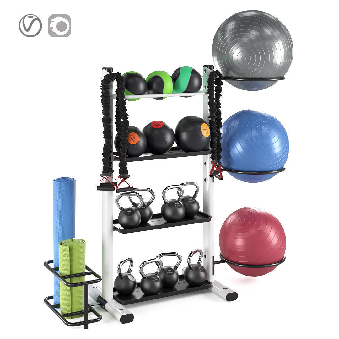 Fitness accessories rack 3D model_3