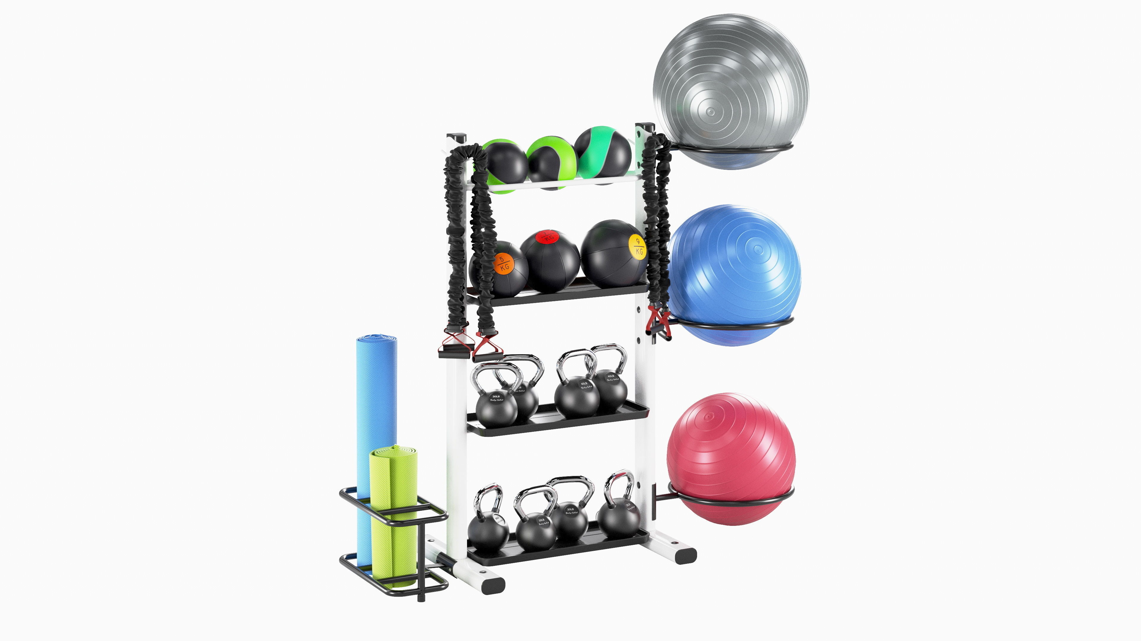 Fitness accessories rack 3D model_6