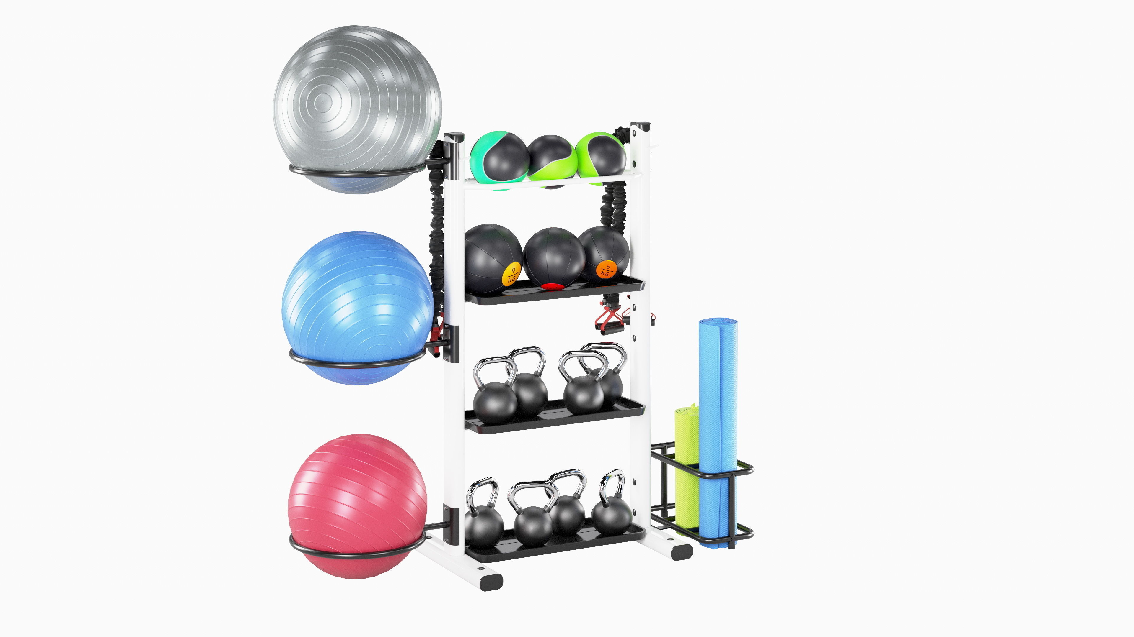 Fitness accessories rack 3D model_10