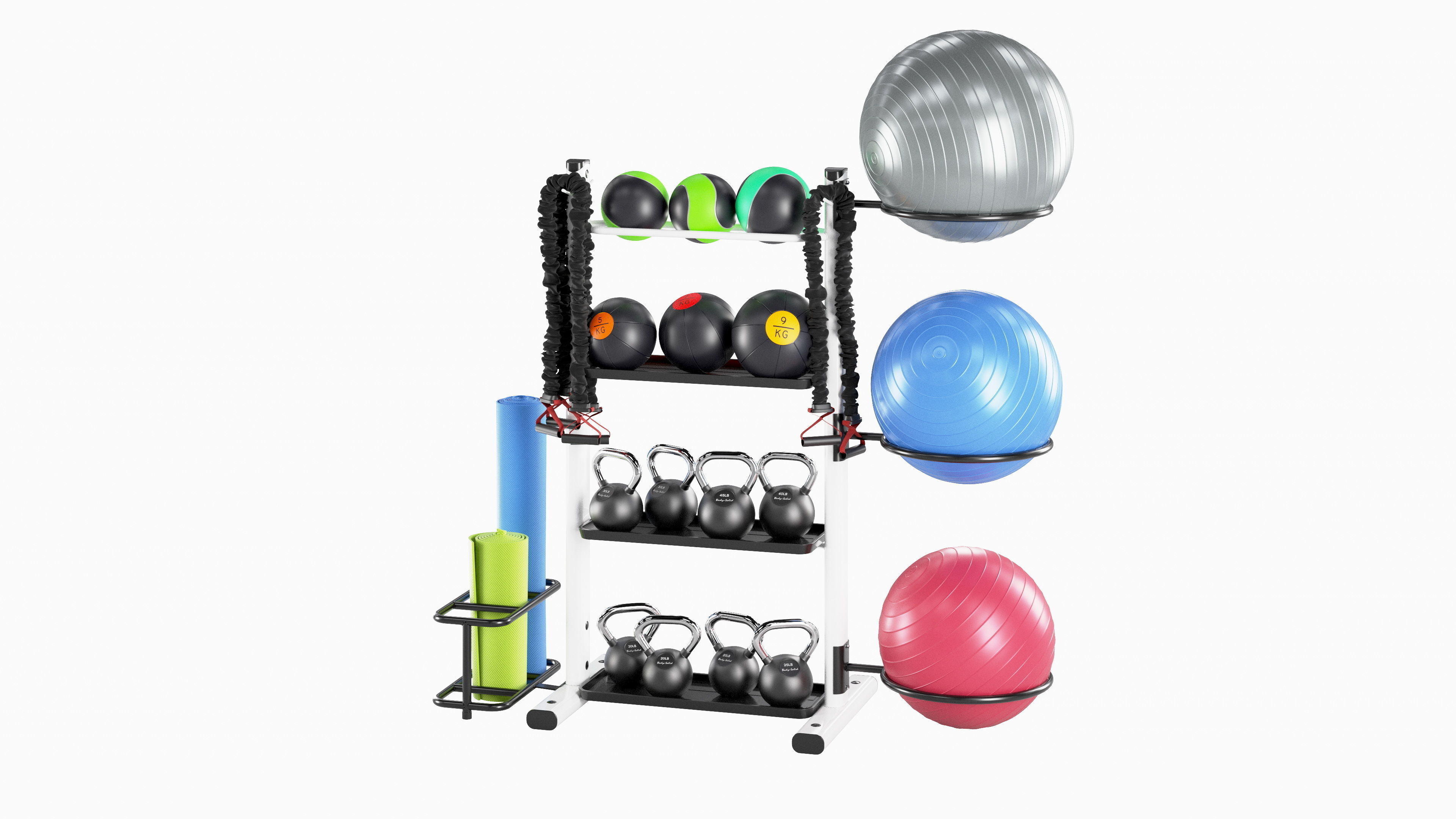 Fitness accessories rack 3D model_7
