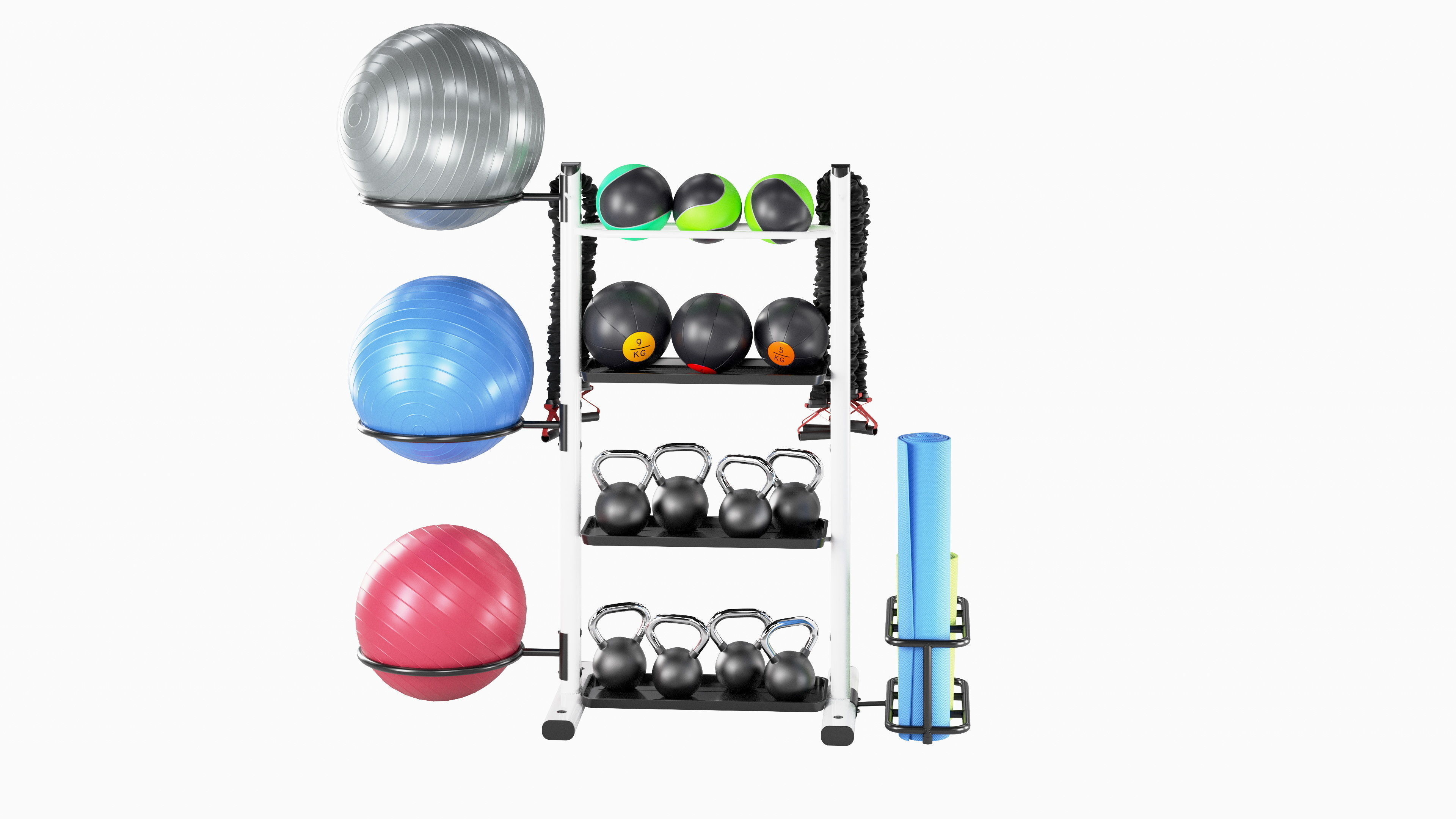 Fitness accessories rack 3D model_11