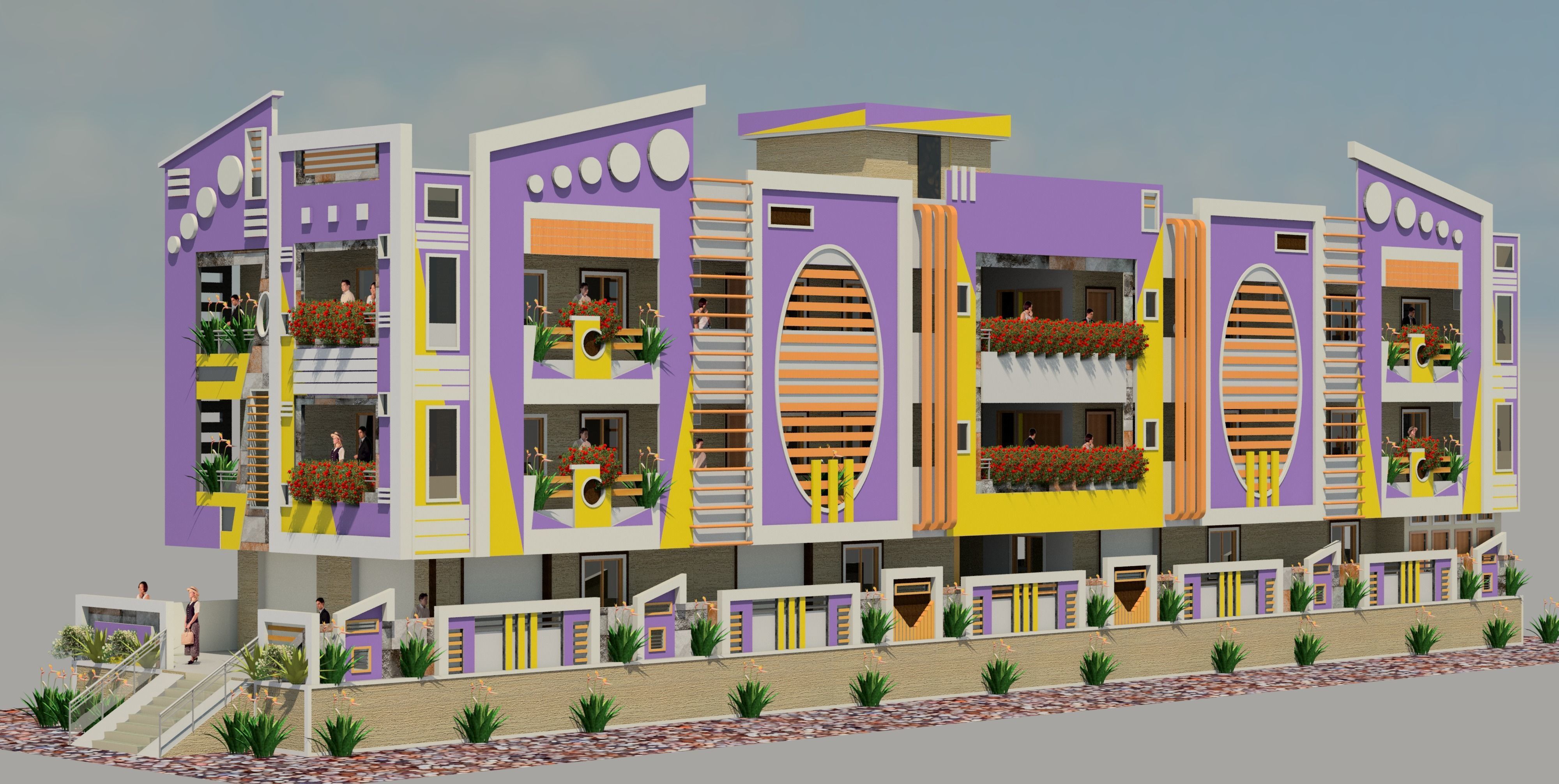 Exterior  architecture appartment 3D print model_4