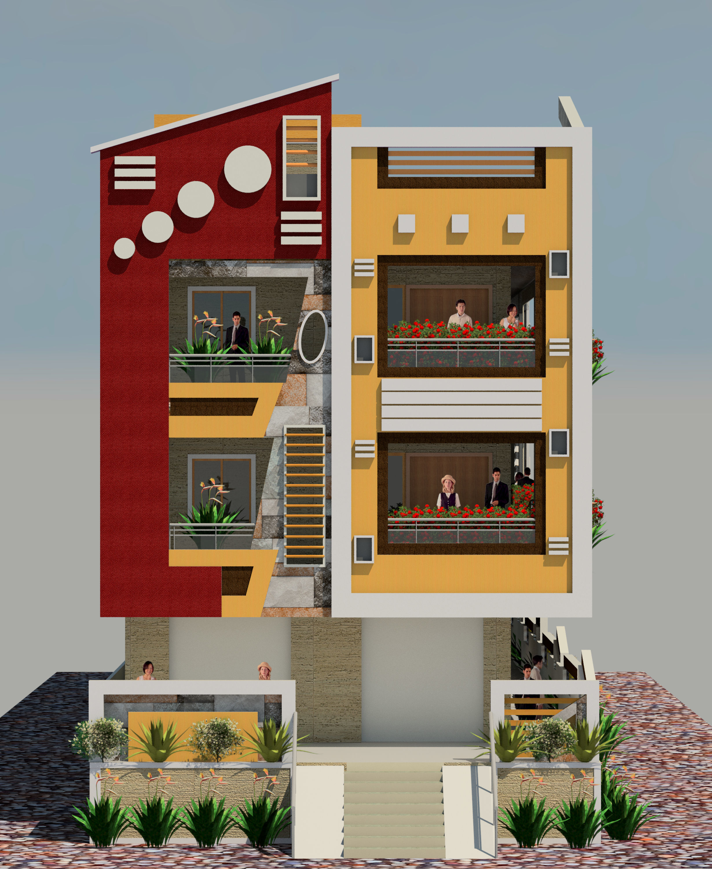 Exterior  architecture appartment 3D print model_3