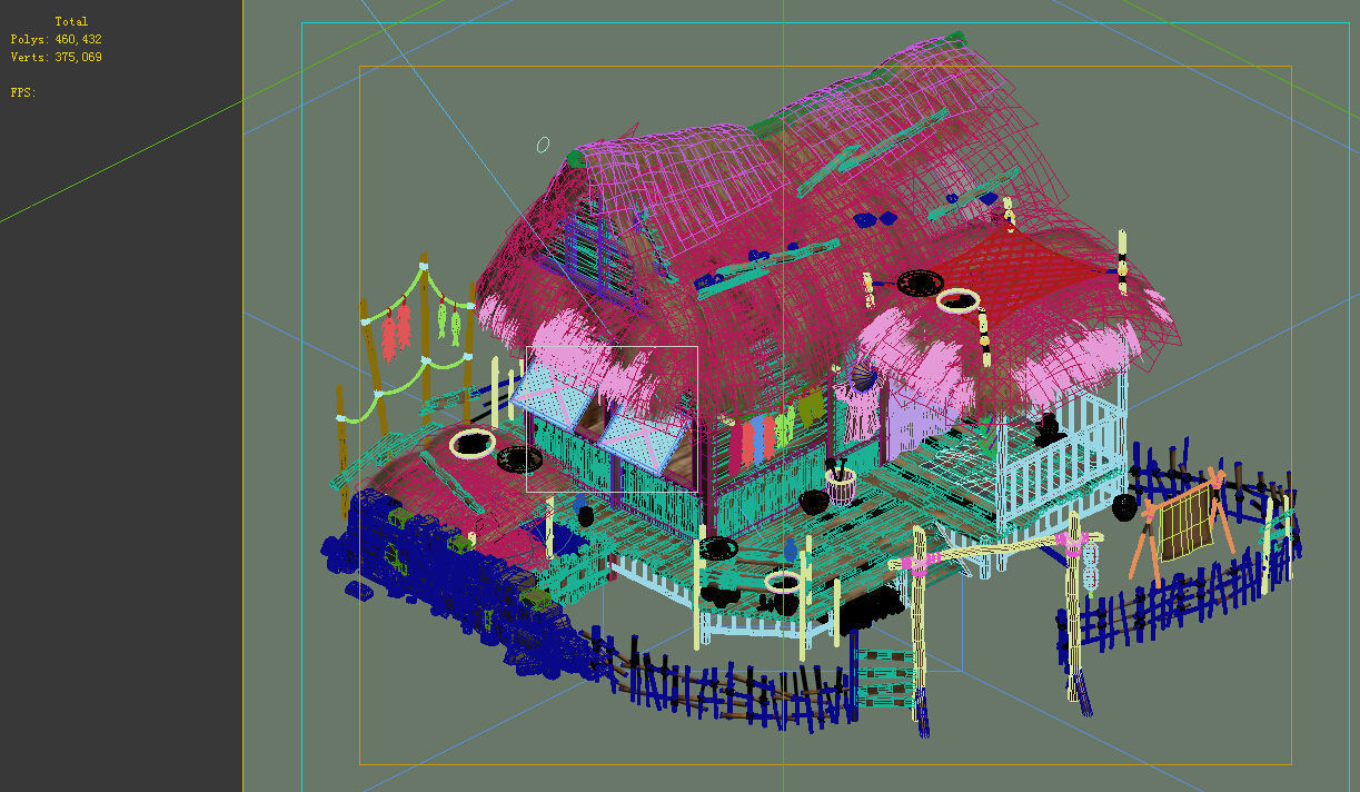 Game Model - prairie scene - Grass house 01 3D model_5