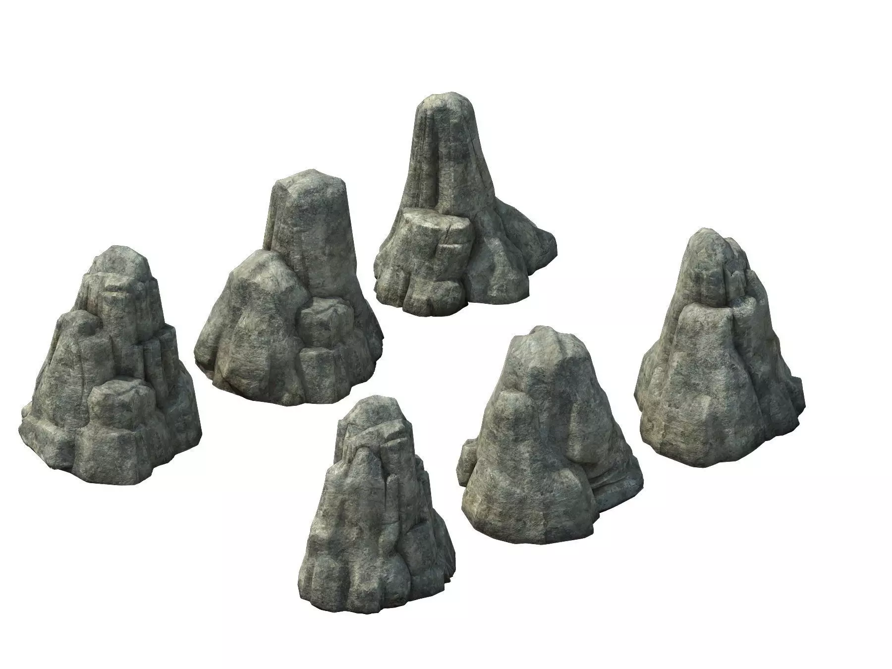 Game Model - prairie scene - grass stone 01 3D model_0