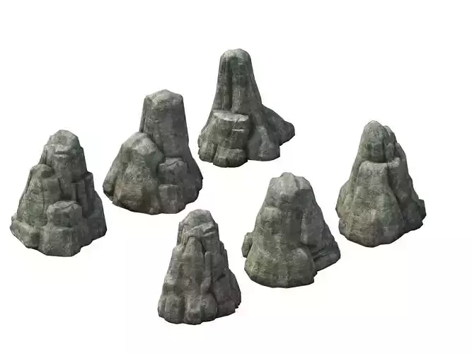 Game Model - prairie scene - grass stone 01