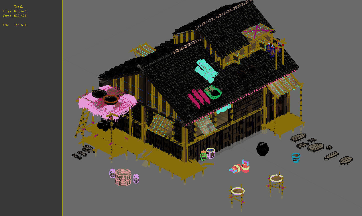 Model - prairie scene - Grassland Area Houses 01 3D model_2