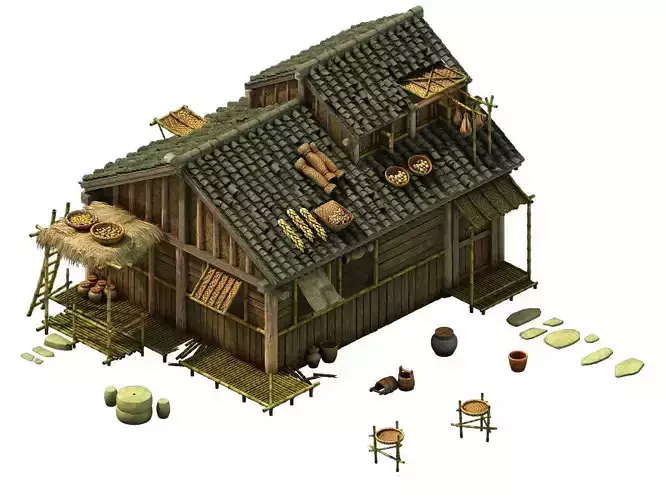 Model - prairie scene - Grassland Area Houses 01