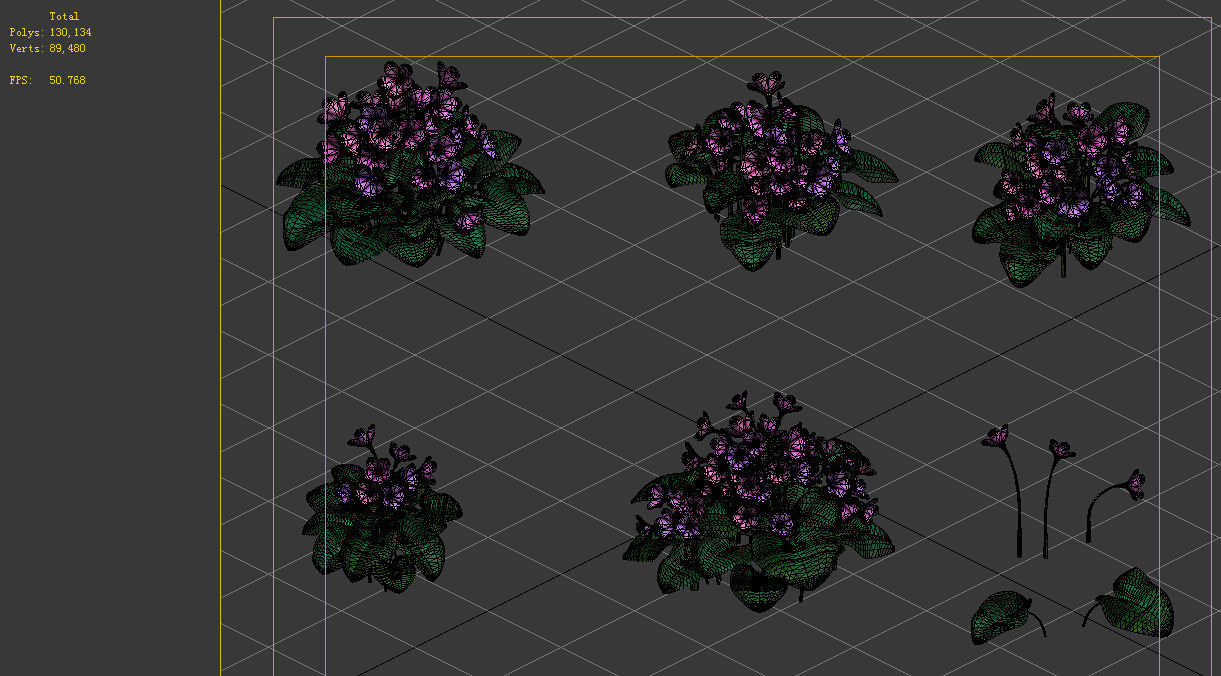 Model - prairie scene - long flower plants 02 01 3D model_2