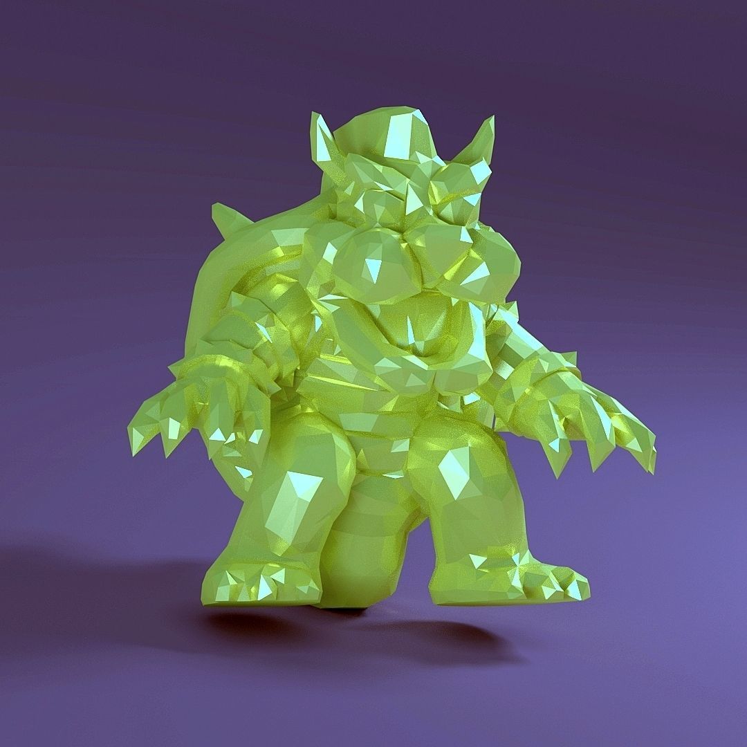 bowser lowpoly nintendo mario bros 3D print model_10