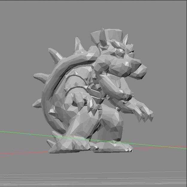 bowser lowpoly nintendo mario bros 3D print model_8