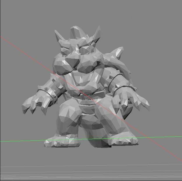 bowser lowpoly nintendo mario bros 3D print model_1