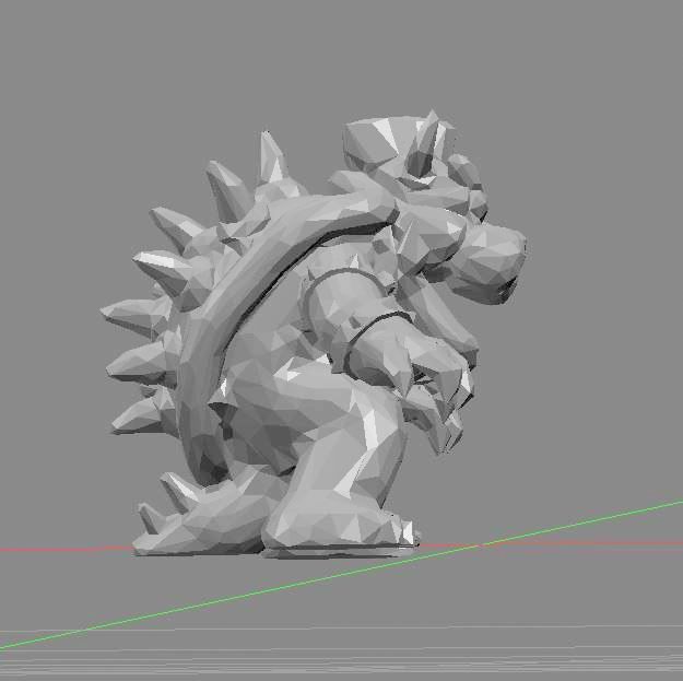 bowser lowpoly nintendo mario bros 3D print model_7
