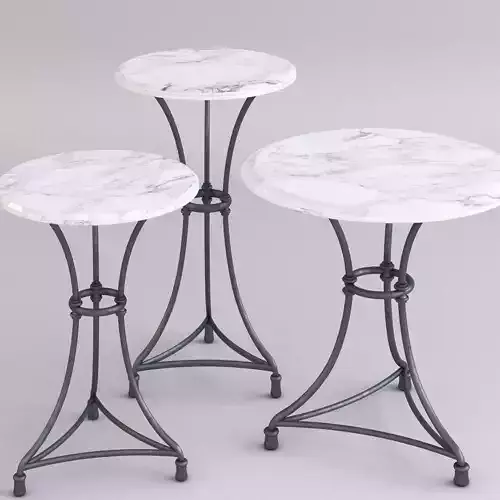 Marble top tables - 3 sizes 3D Model Collection