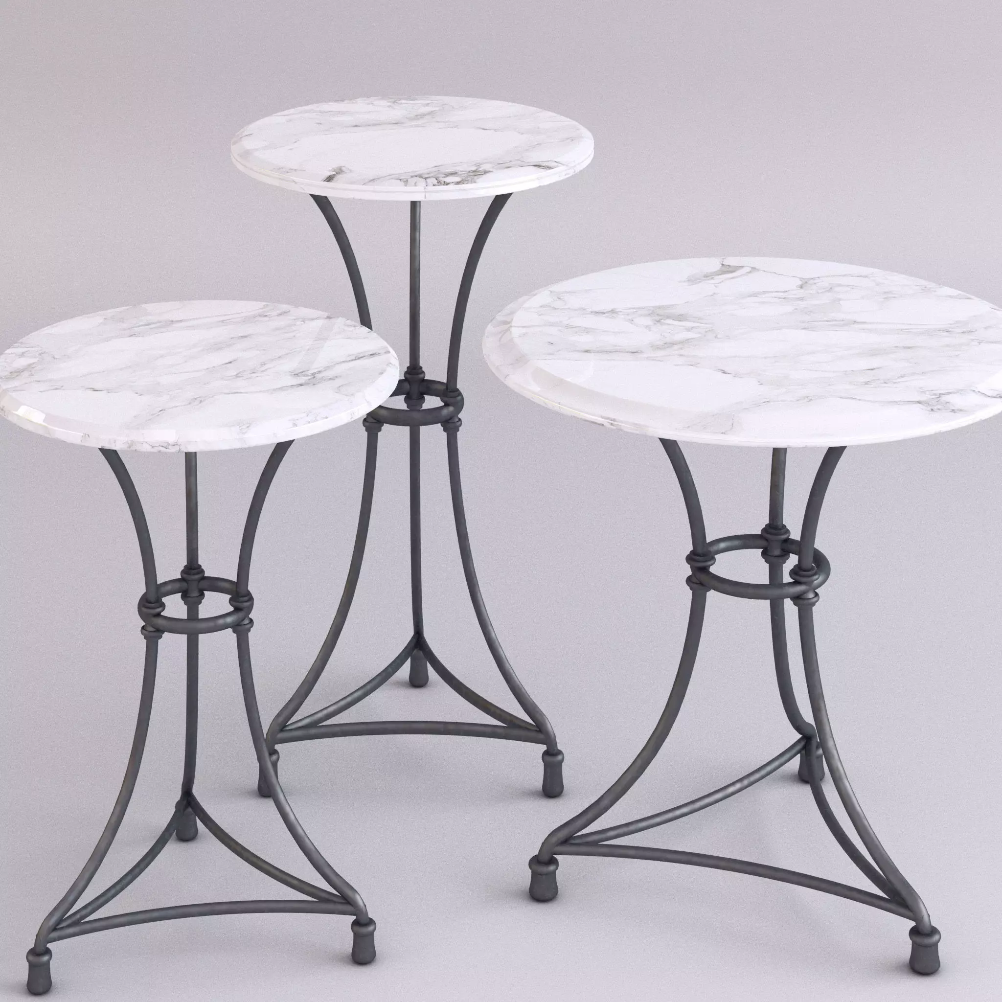 Marble top tables - 3 sizes 3D Model Collection_0