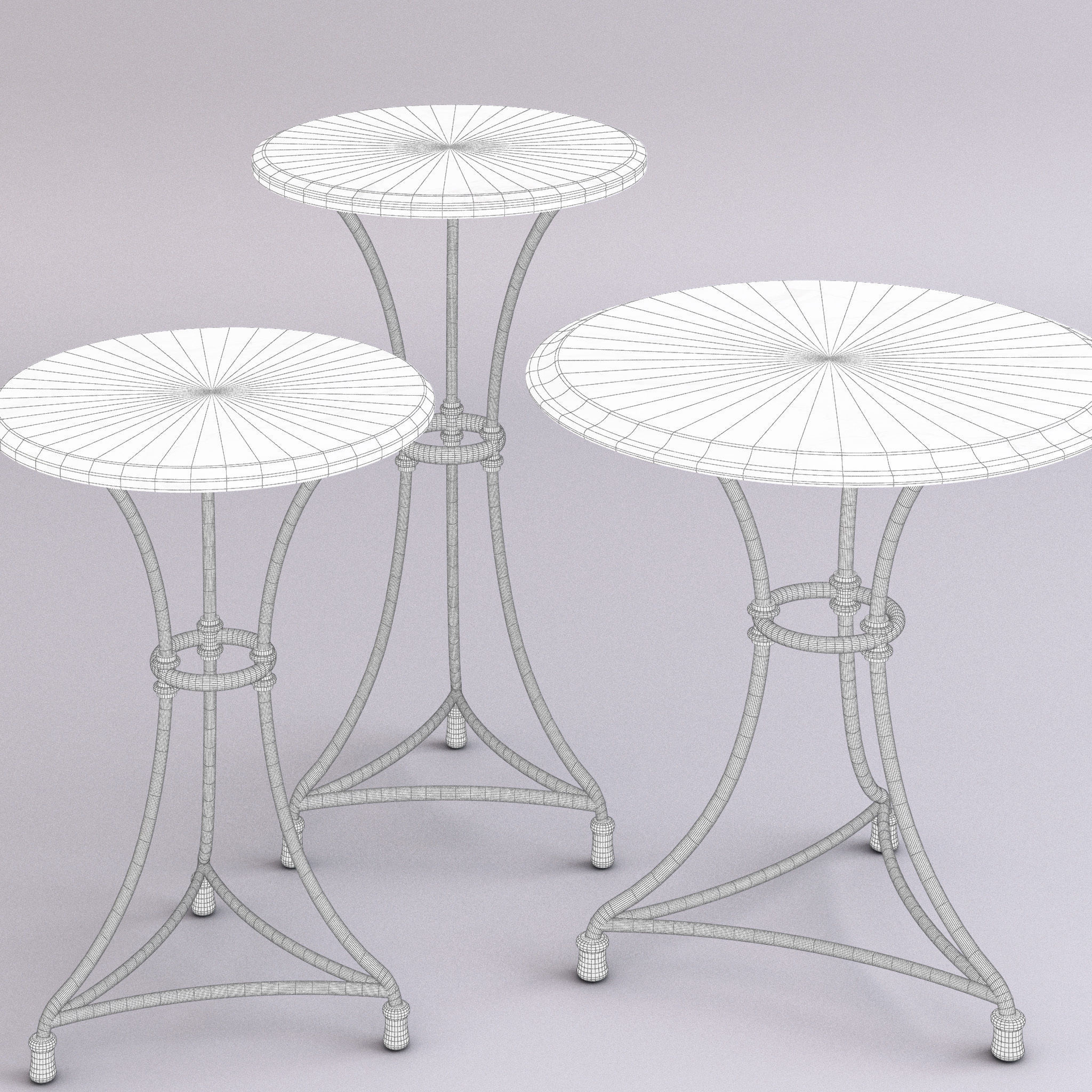 Marble top tables - 3 sizes 3D Model Collection_1