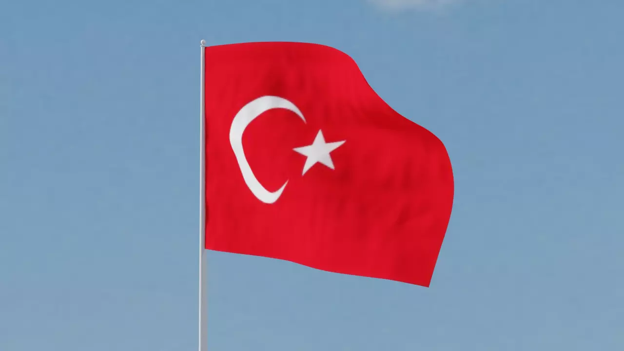 Animated Turkish Flag Free 3D model